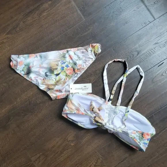 Beach Joy Women's Medium Bikini Top & Bottom Swimsuit Resort Wear Tropical Print - Picture 5 of 10